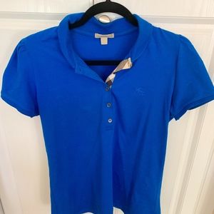 BURBERRY BRIT Gray Pique Cotton Nova Check Plaid T